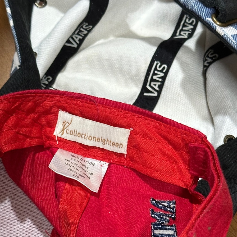 Vans Red Baseball Cap with American Flag Heart Patch - Picture 2 of 3
